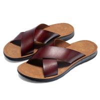 Sandalias masculinas, sandalias cruzadas antideslizantes de verano estilo anillo de dedo del pie para exteriores e interiores - details 0