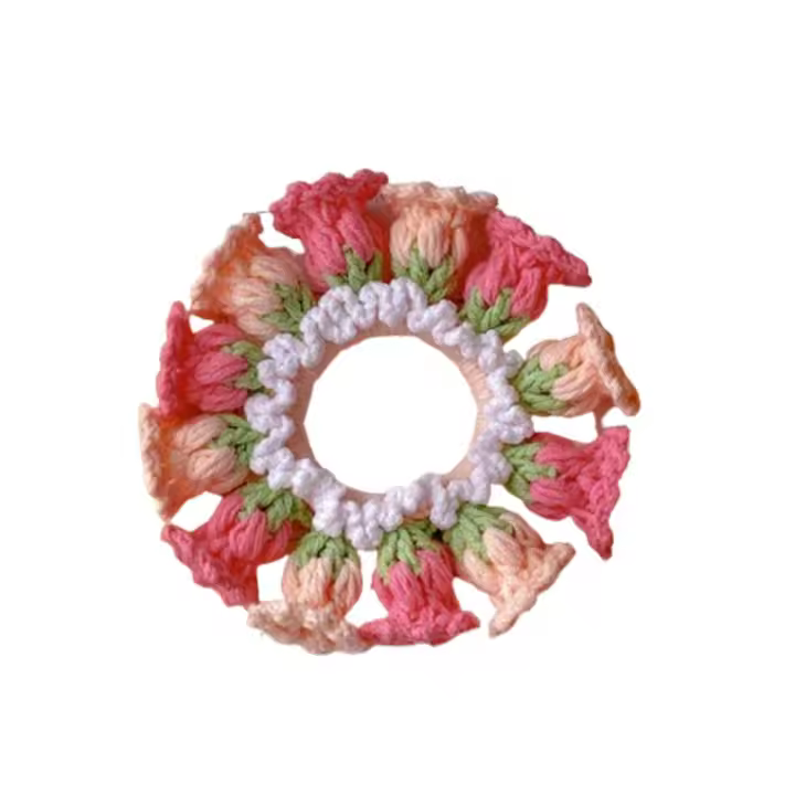 Flores Convallariae, gomas para el pelo de flores de ganchillo, elásticas, hechas a mano, tejidas, tocado de cuerda para el cabello, colorido, dulce, diario - 1