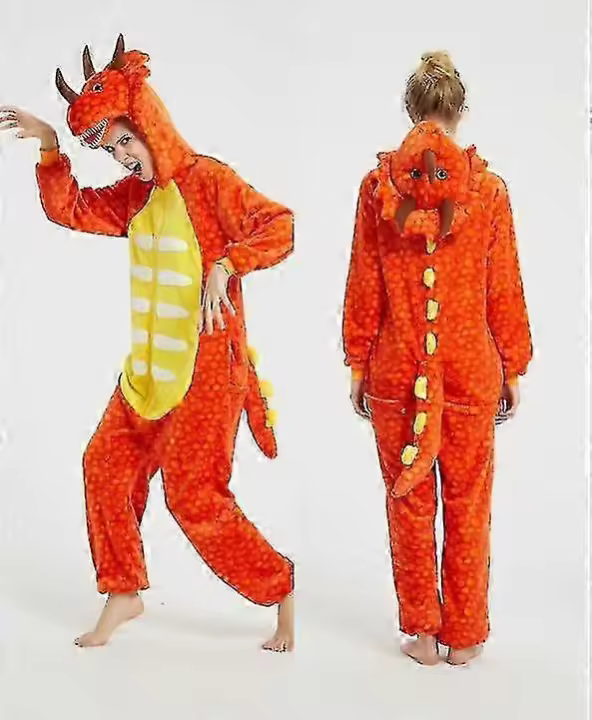Mujeres Cosplay con capucha Animal de dibujos animados Animal naranja Triceratops pijamas BSSM - 1