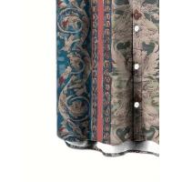 Camisa retro con estampado de ángulos para hombre, manga corta con botones, tejido transpirable, ligero. Perfecto para el verano, vacaciones al aire libre. - details 3