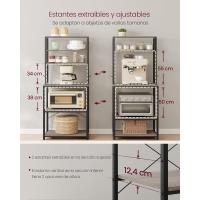 EstanterÍa de Cocina, EstanterÍa de PanaderÍa, 6 Estantes y 6 Ganchos, para Microondas, Marco de Acero, Industrial, 40 x 80 x 167 cm, MarrÓn RÚstico y Negro - details 50