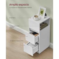 Noche Estrecha Mesa Auxiliar con 2 Cajones y Compartimento Abierto Blanco Nube LET656W01 - details 1