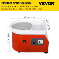 VEVOR-máquina de rueda de cerámica eléctrica, Kit de bricolaje, herramienta de arcilla - details 7