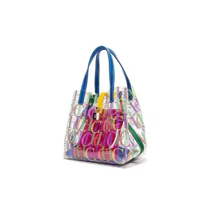 CH Bucket-Bolso de mano de gran capacidad para mujer, Material transparente de TPU, con letras impresas, bandolera de viaje, mochila de lujo de alta gama - 1