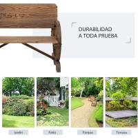 Banco de Jardín de Madera Rústico Carga 250kg Estilo Exterior con Reposabrazos y 2 Ruedas - details 4