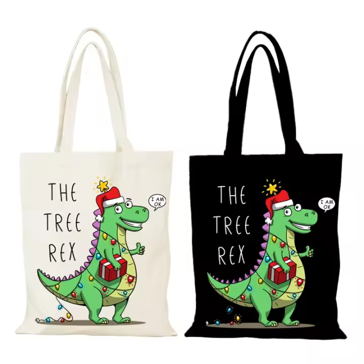 Bolso de Mano de Tela Ecológico Diseño de Dibujos Animados de Hombre Ideal para Fiestas Navideñas - 1