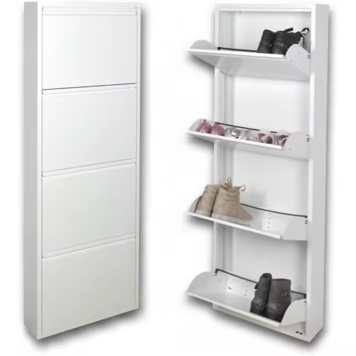 Organizador de Zapatos de Estilo Nórdico Moderno Depuración Resistente con Cuatro Compartimentos Blancos Diseño de Corredor de Entrada de Metal - 1