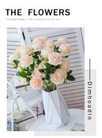 Ramo de flores artificiales de peonía de 3 cabezas, estilo europeo, decoración del hogar, jardín, sala de estar, suministros de fiesta de boda, flores falsas - details 10