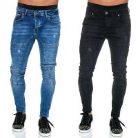 2023 nuevos pantalones vaqueros ajustados para hombre estilo rock cool slim a rayas estilo pierna de motocicleta - details 7
