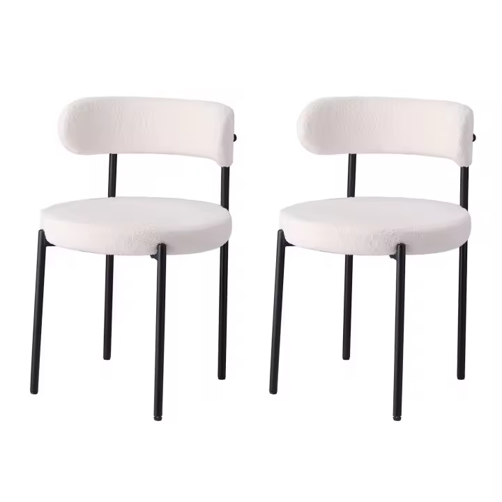 Un juego de 2 sillas de comedor de estilo nórdico, sillas de comedor modernas de terciopelo Teddy, patas de metal para cocina/sala de estar - 1