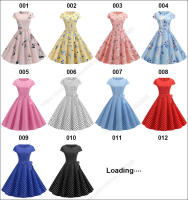 Women summer vintage 1950s 60s big swing party polka dot dress - details 1