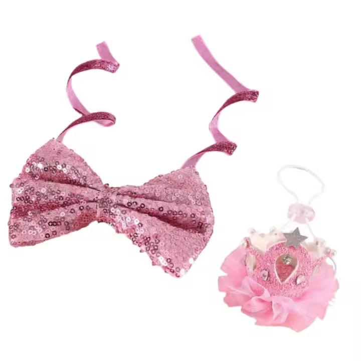 2 unids/set creativo mascota pajarita de lentejuelas ajustable Blingbling mascota tocado elegante Bowknot Anti-asfixia sombreros de gato - 1
