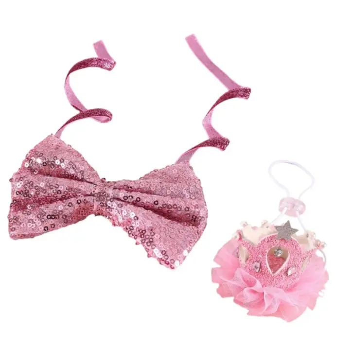 2 unids/set creativo mascota pajarita de lentejuelas ajustable Blingbling mascota tocado elegante Bowknot Anti-asfixia sombreros de gato - 1