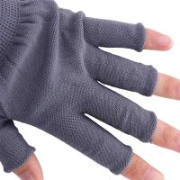 Protección solar para ciclismo al aire libre, guantes de nailon de Color sólido para hombre, guantes antideslizantes con dos dedos para pantalla táctil - details 15