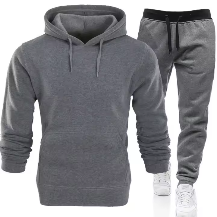 Conjunto de dos piezas para hombre, chándales informales, trajes deportivos para exteriores, sudaderas con capucha y pantalones para correr, Otoño e Invierno - 1