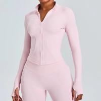 Top de Yoga de manga larga para mujer, chaqueta deportiva ajustada con cuello levantado para entrenamiento para correr, chaqueta deportiva para exteriores - details 19