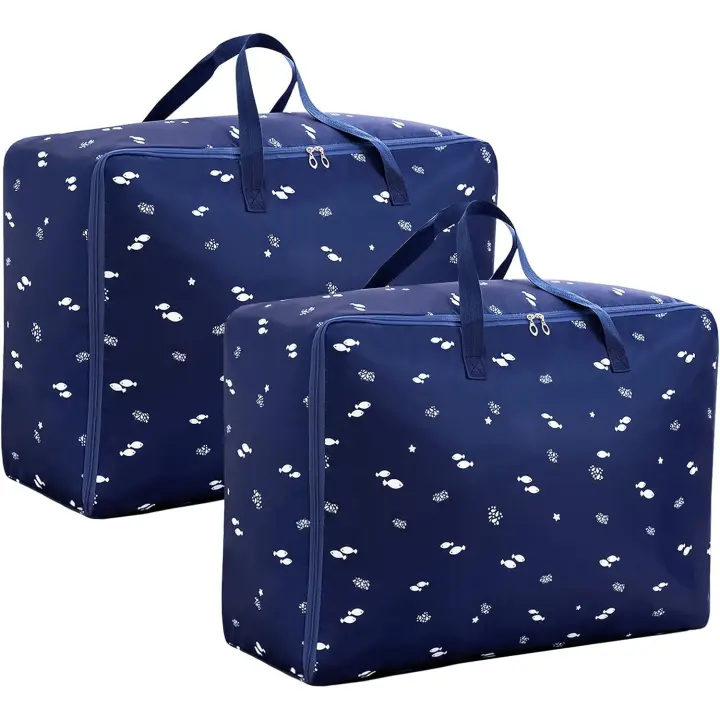 2pcs 105L Bolsa de Almacenamiento de Ropa, Cajas Plegables Almacenaje Ropa, Contenedor de Almacenamiento Debajo de la Cama con Cremallera para edredones, Mantas, Ropa de Cama - 1