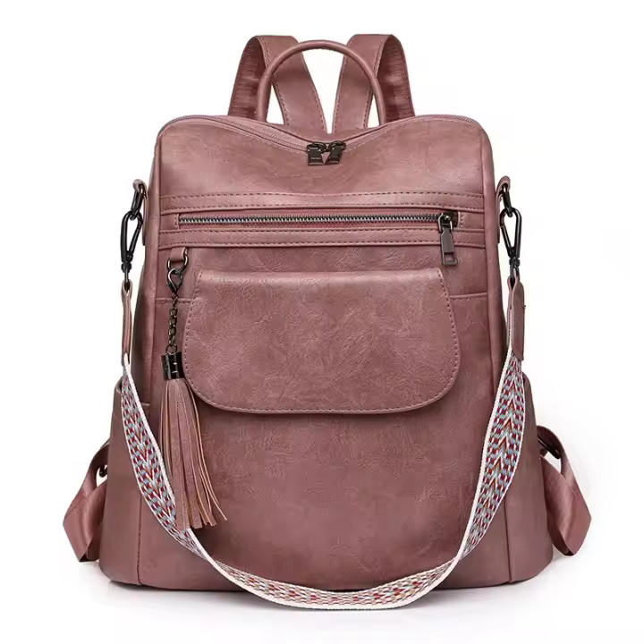 Mochila de cuero de las señoras,Diseño de moda,Bolso de hombro de las señoras,Mochila de viaje,Gran capacidad,Vintage,Bolsa Crossbody - 1