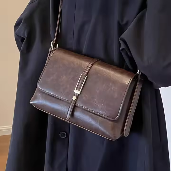 Bolso de trabajo retro para mujer - Gran capacidad 2025 Nuevo bolso casual de hombro y bandolera pequeño cuadrado. - 1