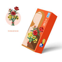 Ramo de bloques de construcción autoensamblado, decoración de flores de mosaico, rosa de niña, no regar flores eternas - details 3