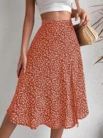 Mujeres 2025 Verano Primavera Boho Faldas largas Vestido Estampado floral Cintura elástica División Sexy Una línea Playa Maxi Falda - details 5