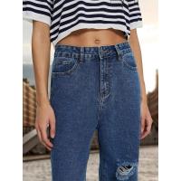 Vaqueros de pierna recta de cintura alta para mujer, pantalones vaqueros rasgados elegantes y elegantes, nd 2025 - details 4