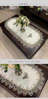 Mantel de té, mantel para mesa de comedor, forma ovalada, blanco, europeo, flor bordada de poliéster, decoración de sala de estar - details 9