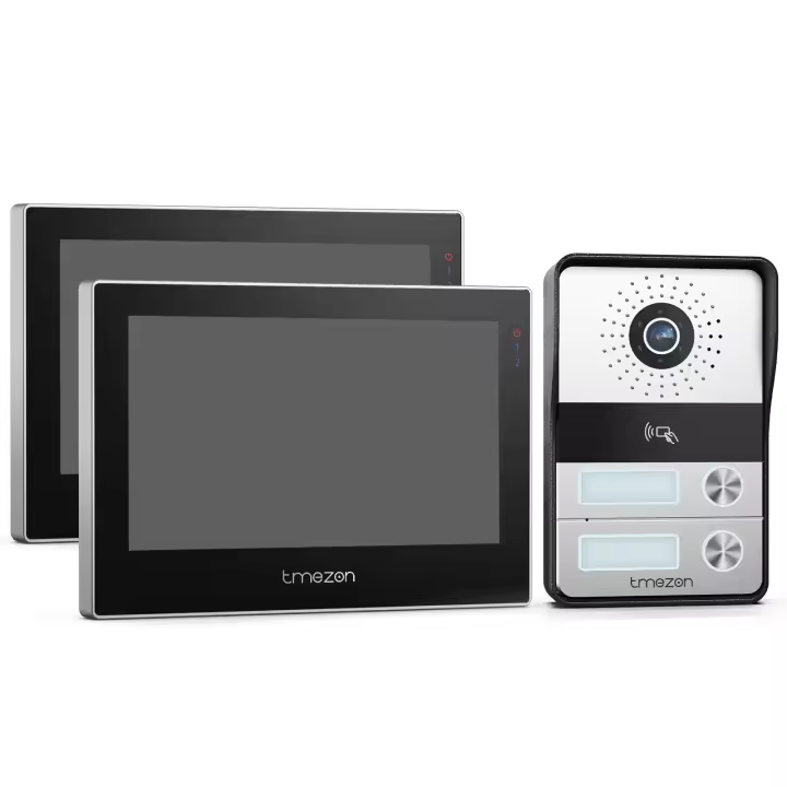 TMEZON Videoportero WiFi 2 Hilos,1080P IP Sistema de intercomunicación con 7 zoll Monitor de Pantalla táctil y Timbre con Cable,Desbloqueo por aplicación/Tarjeta,Instantánea/Grabación,Tuya Smart - 1