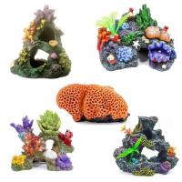 Adornos de arrecife de Coral para acuario de resina, artesanía colorida, casa de roca para peces, regalo creativo de refugio para peces simulados - details 2