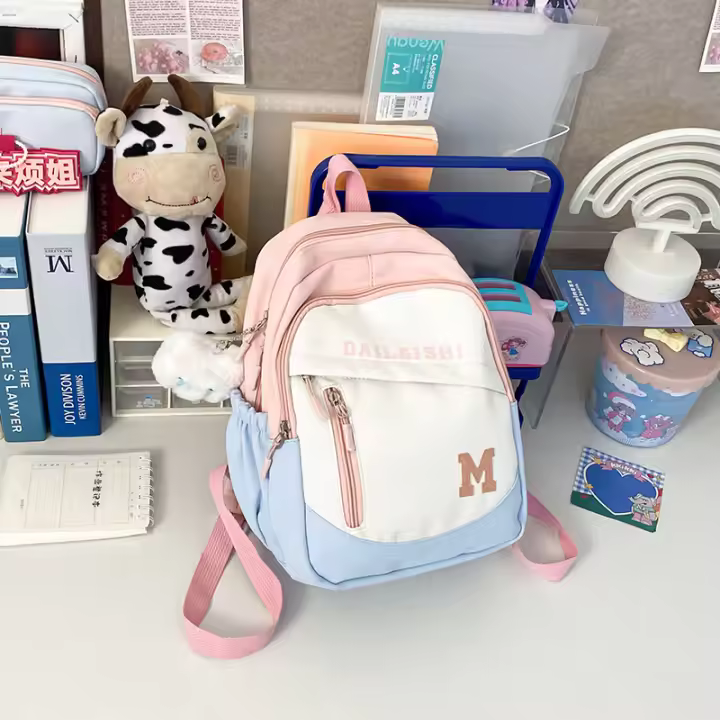 Nueva mochila para niñas, estudiantes de secundaria de escuela primaria, gran capacidad, alto valor, mochila versátil, mochila de color contrastante para mujeres - 1