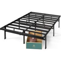 Cama 135 x 190 cm - 36 cm de altura con almacenamiento debajo de la cama - Cama de plataforma de metal - Negro - details 8