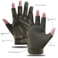Guantes de motocicleta de tres dedos, manoplas de dedo de carreras antideslizantes Vintage, guantes sin dedos resistentes al desgaste para hombres - details 3