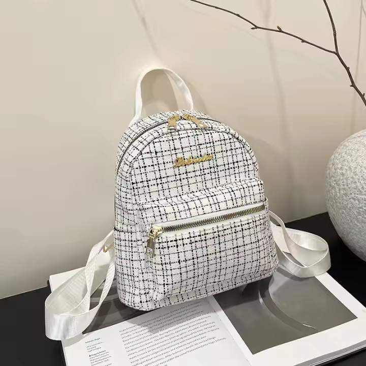Mochila, bolso de mujer, celebridad de Internet, lana, cuadros, mochila, apariencia, gran capacidad, nuevo estilo, tendencia transfronteriza - 1