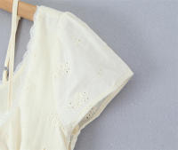 Vestido Mini Retro Beige de OUWU Estilo A-line Ajustado para Verano con Borlas Dulces - details 5