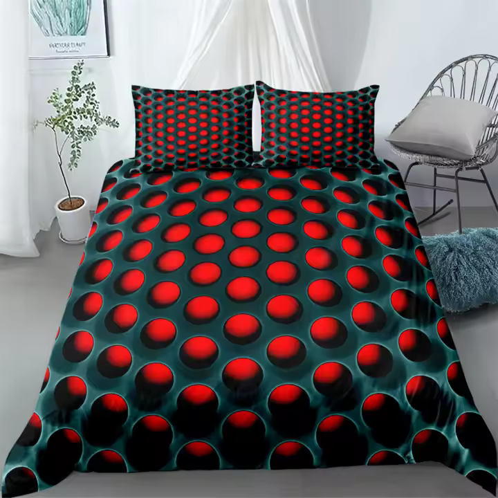 Juego de cama de 3 uds con iluminación de panal naranja, juego de cama individual, doble, Queen, King, Cal, tamaño King - 1