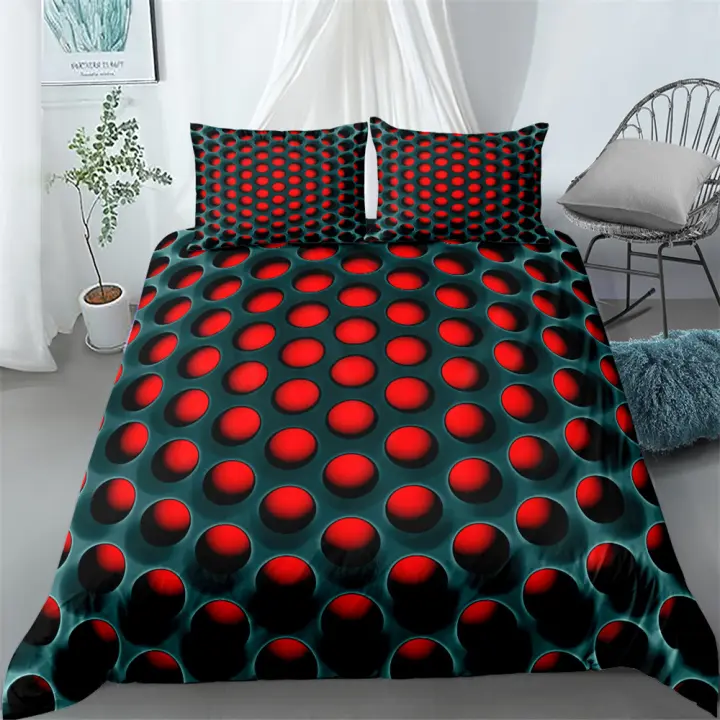 Juego de cama de 3 uds con iluminación de panal naranja, juego de cama individual, doble, Queen, King, Cal, tamaño King - 1