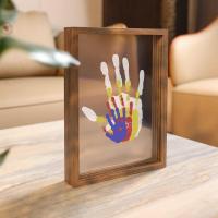 Kit de huellas de manos familiares, marco de madera para recuerdos, juego de regalo infinito, pinturas no tóxicas, hojas transparentes - details 0