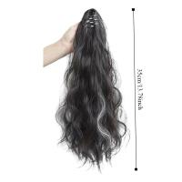Peluca de cola de caballo con clip de permanente de maíz, extensión de cola de caballo, cola de caballo corta ondulada y rizada ombre, postizo de cola de caballo con clip esponjoso para mujeres - details 0