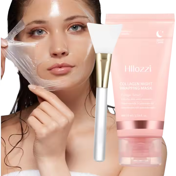 Mascarilla de colágeno para la noche con cepillo de gelatina, mascarilla de tratamiento nocturno hidratante profunda para todo tipo de piel - 1