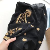 Otoño Invierno moda bordado anacardo Floral viscosa chal bufanda de mujeres indias cálido Pashmina Hijab y envolturas musulmanas Sjaal - details 7