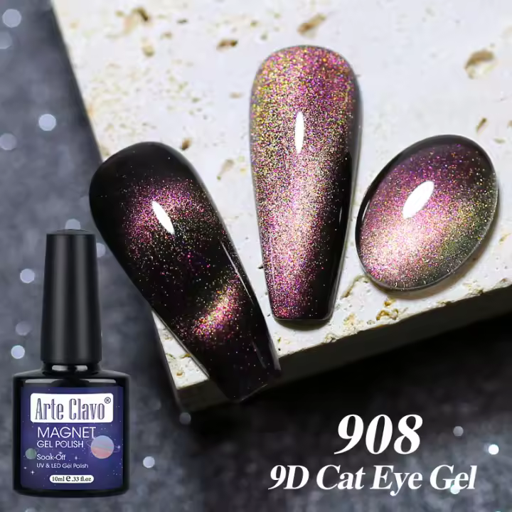 Arte Clavo-esmalte de uñas de Gel magnético, esmalte de uñas de gato de cristal 9D, brillante, camaleón, semipermanente, Soak Off - 1