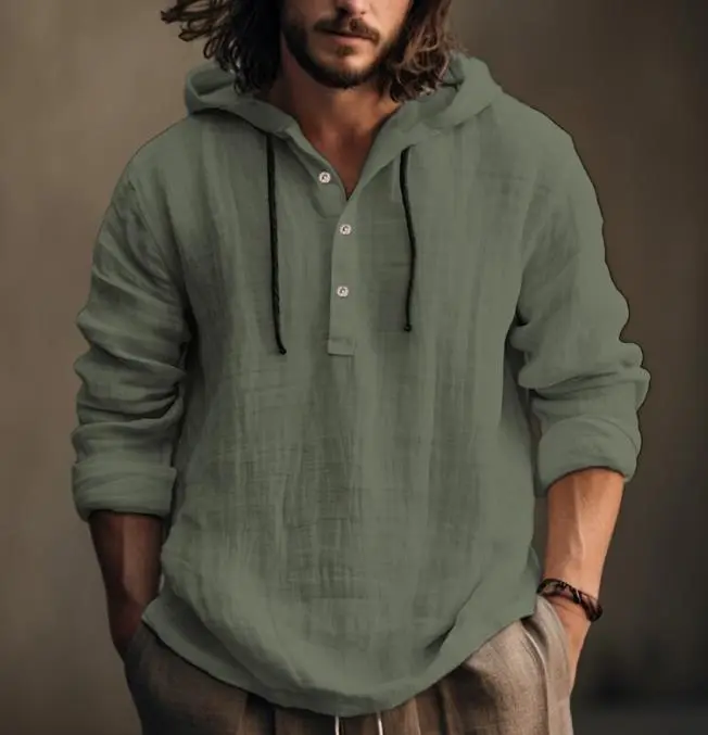 Sudadera con capucha para hombre, camisa de cuello largo, casual, blanco, verde, primavera y verano, talla grande 3XL, 2XL, - 1