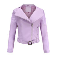 Abrigo corto de motociclista de piel sintética para mujer, chaqueta de manga larga con cremallera, ropa de otoño - details 35