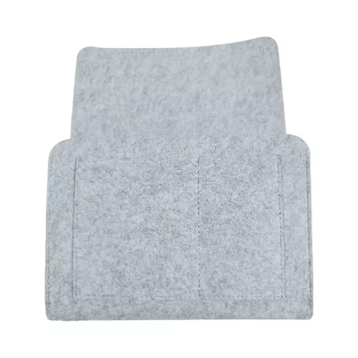 Organizador de fieltro para almacenamiento de cama, bolsa antideslizante para cama, sofá lateral, gris claro - 1