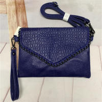 Bolso De Hombro Para Mujer Estilo Casual Cuero PU Negro Con Cadena Y Estampado De Piedra Bolso De Mano Envolvente Tendencia 2024 - details 6