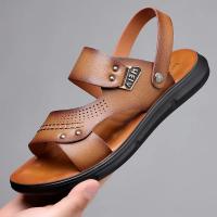 Sandalias de verano para hombre, cómodas sandalias de cuero con plataforma para exteriores, suela suave antideslizante, zapatos informales de trekking para verano, zapatos de playa para niño - details 1