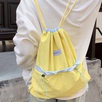 Mochilas con cordón de estilo coreano, diseño de nicho de Color en contraste, bolso de nailon suave ligero, bolso de hombro de gran capacidad de Color sólido - details 3