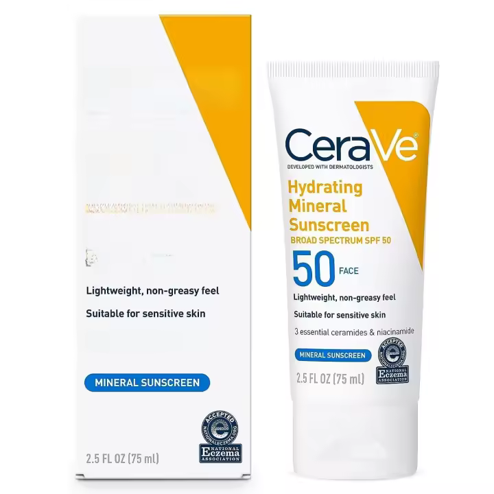 CeraVe Protector Solar Mineral 100% SPF 50 con Óxido de Zinc y Dióxido de Titanio - 1