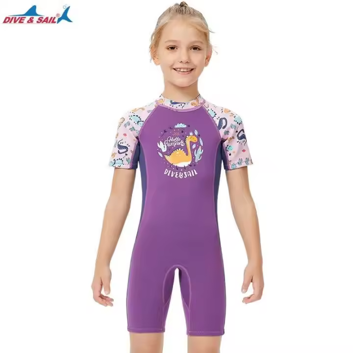 Traje de neopreno de 2,5mm para niños, traje de baño grueso de una pieza para niñas a prueba de frío, buceo, surf, snorkeg - 1
