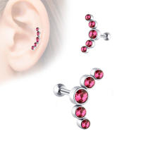 Piercing de cristal para cartílago para mujer, pendiente de hélice, pasador de acero inoxidable, tragus, joyería daith de racimo, 2 piezas - details 8